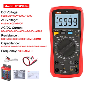 Multimètre professionnel UNI-T UT890D+ 1000V 20A Résistance <span class=keywords><strong>Condensateur</strong></span> Fréquence - Product Image 2