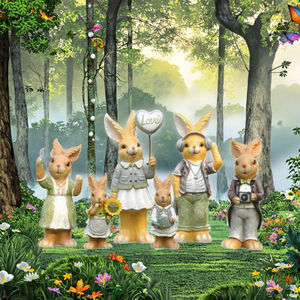 Figurine de lapin créative et écologique faite à la main en résine, petit animal pour micro-paysage, décoration de jardin extérieur, balcon, cour, Pâques - Product Image 3