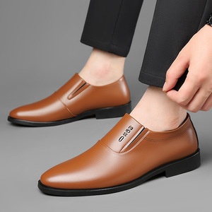 Chaussures habillées en cuir pour hommes, bout pointu, style Oxford, semelle souple en caoutchouc, pour le bureau, les occasions formelles, les mariages, noires - Product Image 2