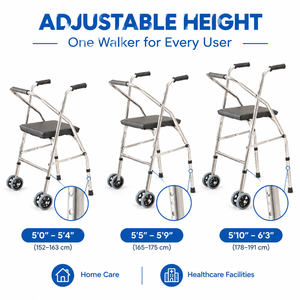 Deambulatore con Sedile Imbottito, Rollator Telescopico in Alluminio per Anziani, Assistenza Domiciliare e Uso Quotidiano - Product Image 5