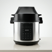 Friteuse à air numérique électrique multifonction 6L avec contrôle numérique, autocuiseur 2-en-1 en acier inoxydable avec écran LED pour usage domestique