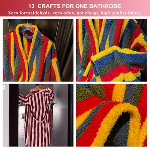 <span class=keywords><strong>Accappatoio</strong></span> Lungo di Lusso in Pile Corallo <span class=keywords><strong>con</strong></span> <span class=keywords><strong>Collo</strong></span> <span class=keywords><strong>a</strong></span> <span class=keywords><strong>Scialle</strong></span>, Spesso e Caldo, <span class=keywords><strong>a</strong></span> Righe, per Uomo e Donna, per Hotel e Spa, <span class=keywords><strong>con</strong></span> Cintura - Product Image 2