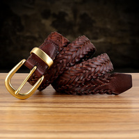 Ceinture personnalisée en cuir tressé avec boucle à ardillon pour femme, idéale pour jeans et robes, fabrication OEM