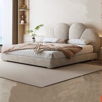 Lit double JINS en chêne massif de luxe moderne avec dossier rembourré, ensemble de chambre à coucher pour enfant princesse, taille King, écologique et durable
