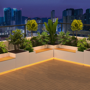 Grand banc moderne carré en fer forgé pour le repos dans les rues, stand extérieur, bac à fleurs, piscine à fleurs pour balcon, jardinière extérieure - Product Image 3