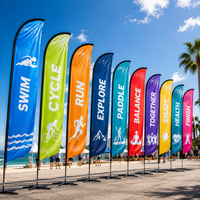 Drapeaux publicitaires personnalisés en forme de goutte d'eau, bannières promotionnelles par sublimation, drapeaux de plage Swooper, bannières volantes pour événements