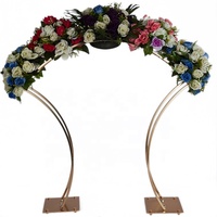 Décoration de mariage, arche ronde en métal doré, support à fleurs pour table