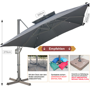 Parasol de jardin, de patio, de piscine, d'hôtel, grand parasol 3*2M, Foshan, qualité supérieure, prix bas garanti - Product Image 5