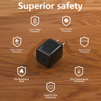 Chargeur USB-C GaN compact 45W certifié CE ROHS FCC EU, charge fiable 45W PD pour iPhone iPad Series