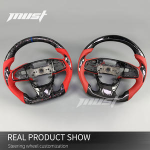 พวงมาลัยสปอร์ตคาร์บอนไฟเบอร์พร้อมไฟ LED สำหรับฮอนด้ารุ่นที่สิบ <span class=keywords><strong>Civic</strong></span> 2016-2021 Si ประเภท R FK8 <span class=keywords><strong>hatchback</strong></span> - Product Image 3