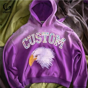 Sudadera con Capucha y Sudadera Oversize para Hombre, Personalizada, de Gran Gramaje (450 Gramos), con Pedrería, Estilo Y2K, Lavado Ácido y Efecto Desgastado por el Sol, de Corte Holgado - Product Image 2