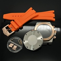 Montre à mouvement à quartz VK63 avec cadran de 31,8 mm, boîtier en acier inoxydable noir et or rose de 41 mm, bracelet style caoutchouc et boucle, kit d'aiguilles