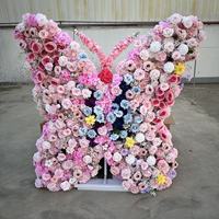Personnalisation de toile de fond de mariage en forme de papillon, blanche, rose et bleue, 1,5 m x 1,5 m, pour une décoration de scène romantique