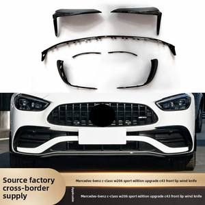 Pour <span class=keywords><strong>Classe</strong></span> C W206 OLIVER Kit de Spoiler Avant <span class=keywords><strong>en</strong></span> Plastique - Noir Brillant avec Motif Fibre de Carbone pour C43 AMG - Product Image 4