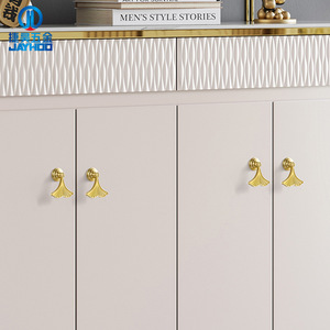 JAYHOO Tirador de Puerta de Armario con Diseño de Hoja de Ginkgo, de Latón, de un Solo Orificio, Tirador Contemporáneo para Cajones de Armario - Product Image 3