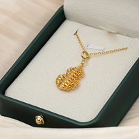 Collier Feng Shui porte-bonheur en argent sterling 925 plaqué or avec pendentif gourde en zircon de L&L Jewelry - Cadeau personnalisé pour anniversaire et remise de diplôme