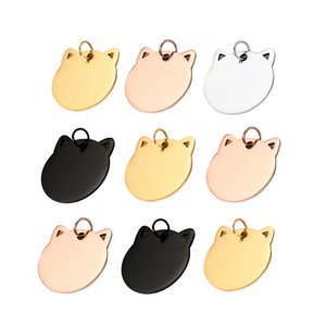 Pendentif en acier inoxydable poli miroir 28x29mm, forme tête de chat ou chiot, plaque d'identification vierge pour animaux de compagnie, 4 couleurs - Product Image 2
