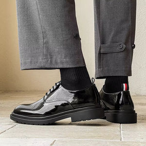 Zapatos de Hombre de Cuero Genuino, Estilo Británico, Modernos, Formales de Negocios, con Cordones, Punta en Pico, Derby, para Boda, Otoño, Diseño Sólido, Cómodos - Product Image 3