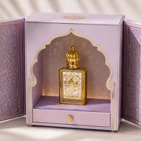 Flacon de parfum rechargeable 15 ml en verre doré rectangulaire, avec bille roulante florale, applicateur à immersion et vaporisateur – Trois options d'application, format voyage