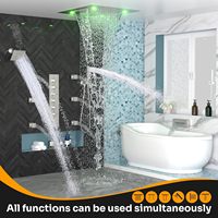 Système de Douche Double Honajo avec Jets Corporels, Ensemble de Robinetterie LED 2 Fonctions Pluie/Cascade 20 Pouces, Douchette à Main 6 Pouces Brossée
