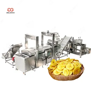 גז אוטומטי פריך מזון עמוק הטיגון צהוב בננות שבב עיבוד קו מכונת ביצוע שבבי בננה