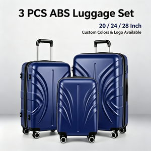 Ensemble <span class=keywords><strong>de</strong></span> bagages rigides ABS <span class=keywords><strong>3</strong></span> pièces 20/24/28 pouces, <span class=keywords><strong>valises</strong></span> à roulettes, bagages <span class=keywords><strong>de</strong></span> voyage, OEM ODM personnalisés, usine certifiée BSCI ISO - Product Image 1