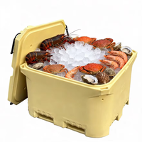 Boîte à poisson isotherme à double paroi en PU de 850 L, conteneur empilable avec base pour chariot élévateur pour le transport de fruits de mer