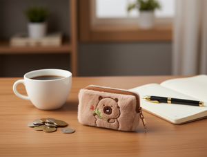 Porte-monnaie octogonal en peluche à motif d'ours, fermeture éclair, mini 5 pouces, style dessin animé unisexe - Product Image 2