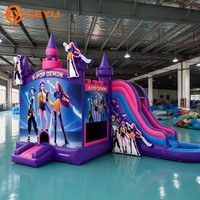 Ceyu Combo Château Gonflable Anime Star avec Toboggan et Piscine, Unité Musicale Violette pour Location de Fêtes d'Enfants