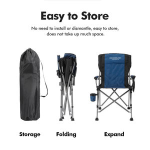 كرسي تخييم KingGear شديد التحمل للنزهات الخارجية، بسعة 350 رطلاً، وظهر مرتفع، ومسند ذراع مبطن، قابل للطي مع حامل أكواب - Product Image 2