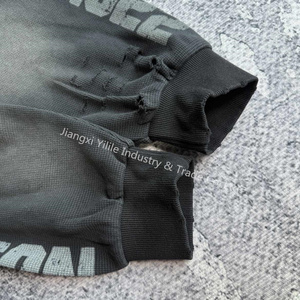 เสื้อสเวตเชิ้ตแขนยาว TS3732 รุ่นคัสตอม ผ้าฝ้าย 100% สไตล์สตรีทแวร์ แต่งลายวอฟเฟิล ทรงหลวม สีซีดจางแบบซันเฟด สำหรับผู้ชาย - Product Image 4