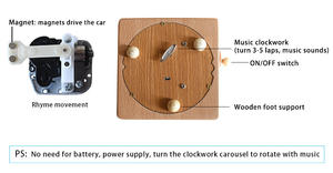 Caja de música de madera de Torre Inclinada de arquitectura famosa con coche en movimiento mecánico ecológico madera de haya sin batería - Product Image 6