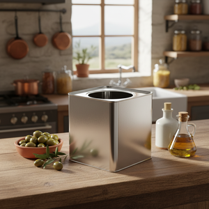 Kontensan Square Tin Can Olive Metal <b>Container</b> Model L341 158 X 158 X H175 mm 4 Lt - Product Image 3