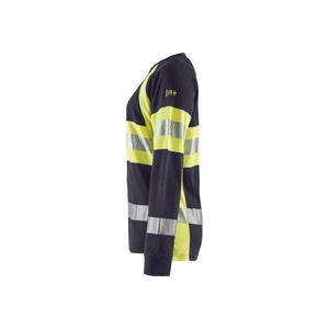 BLAKLADER - 349417618933XS Women's <b>flame</b> resistant t-<b>shirt</b> long sleeve Navy blue/Yellow <b>FLAME</b> RESISTANT WORKWEAR - Product Image 5