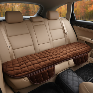 Car Seat Cushion Set Brown Velvet <b>Quilted</b> Backseat Protector For Auto Interior Comfort - Product Image 2