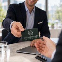 Cartes de visite personnalisées en relief avec dorure à chaud sur carton foncé, MOQ 200 pièces