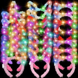 Serre-tête lumineux LED en peluche avec oreilles de lapin, clignotant, pour concert, jouet, accessoire de fête, vente en gros - Product Image 1