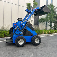 Minipala Compatta Diesel con Operatore a Bordo, Trazione Integrale 4WD, Approvata CE, con Benna e Forca, Caricatore Frontale per Agricoltura, Piccola su Ruote