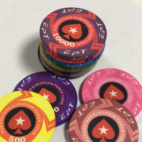 Jetons de poker en céramique écologiques de style européen, 40 mm, 14 g, logo personnalisé pour le poker, le mahjong, le Texas Hold'em, les divertissements familiaux