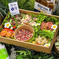 Camping en plein air sorties de printemps Barbecue boîte de pique-nique papier Kraft jetable Bento neuf grilles poulet frit chewing-gum Sushi