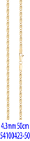 Collana a catena con maglie piatte a chiocciola FJ Fallon Fashion Jewelry 54100423 da 4,3 mm, placcata oro giallo 14K, base in ottone
