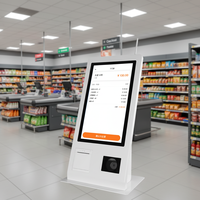 Terminal Kios Layar Sentuh 15,6 inci, Pembayaran NFC Layanan Mandiri, Mesin POS Supermarket, Printer, Scanner, Sistem POS All-in-One