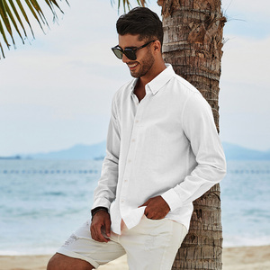 <span class=keywords><strong>Camicia</strong></span> da uomo <span class=keywords><strong>Slim</strong></span> <span class=keywords><strong>fit</strong></span> Casual di <span class=keywords><strong>lino</strong></span> di cotone, - Product Image 4