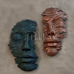 Musi khu vườn lớn đúc đồng kim loại nghệ thuật khuôn mặt con người cảnh quan bức tượng trừu tượng hiện đại đồng 3D Tường mặt tác phẩm điêu khắc - Product Image 2