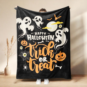 Couverture en flanelle à motifs d'Halloween, couverture de sieste, décoration de fête, cadeau d'horreur, confortable, chaude, super douce pour la chambre à coucher, le salon - Product Image 4