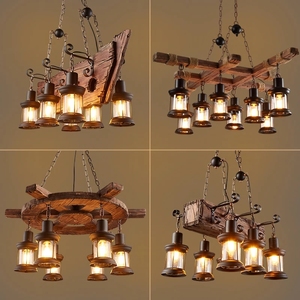 Lustre en <span class=keywords><strong>bois</strong></span> de Style industriel rétro américain, Restaurant, Bar, <span class=keywords><strong>terrasse</strong></span>, café, bateau - Product Image 3