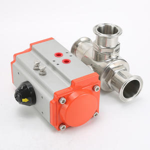 Vanne à bille pneumatique à trois voies en acier inoxydable Q645F-16P, installation rapide, sanitaire, double action, type à mandrin - Product Image 4