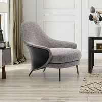 Mobilier de maison chaise de loisirs moderne de luxe avec pouf confortable fauteuil en tissu coton lin chaise longue de salon
