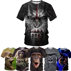 3d Print Of Man 100% Combed Cotton Animal Chimpanzee Digital Print T-Shirt Custom Oversize 3d T-Shirts