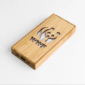 custom laser printing led logo Large capacity polymer battery bamboo solar energy power bank 5000mah/10000mah charger portable